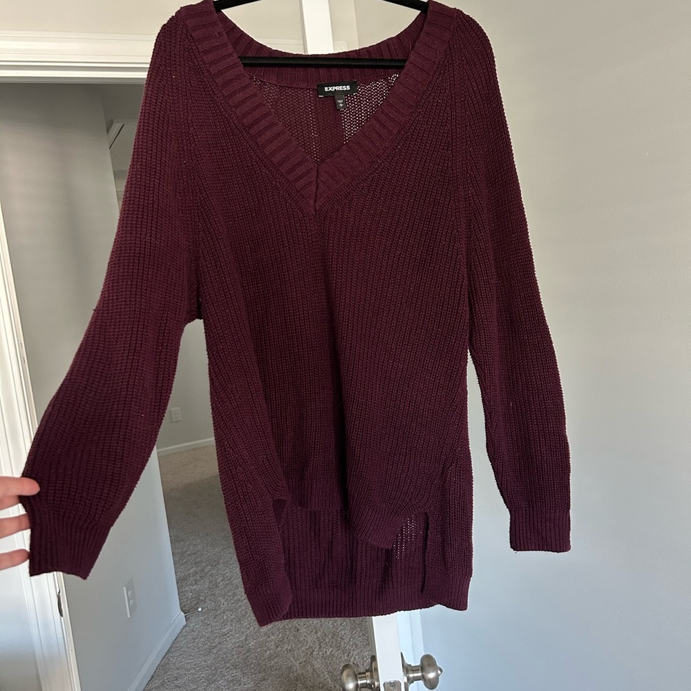 Express Wine V-Neck Sweater